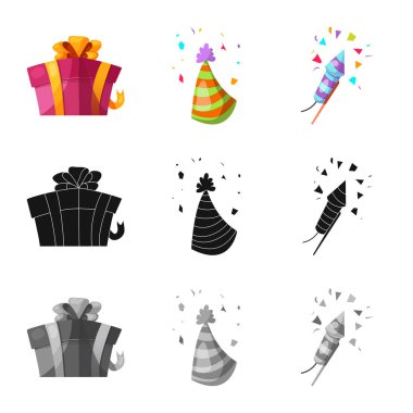 Parti ve Doğum günü sembolü yalıtılmış nesne. Hisse senedi için kutlama ve parti vektör simge topluluğu.