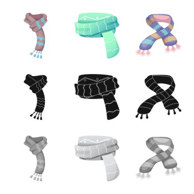 Eşarp ve şal işareti yalıtılmış nesne. Eşarp ve aksesuar hisse senedi vektör çizim.