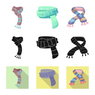 Eşarp ve şal logo vektör tasarımı. Eşarp ve aksesuar hisse senedi vektör çizim koleksiyonu.