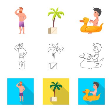 Havuzu ve yüzme simge vektör tasarımı. Havuzu ve etkinlik hisse senedi vektör çizim topluluğu.