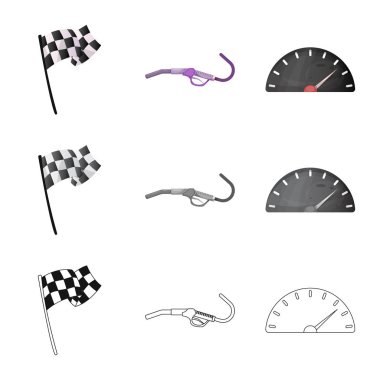 Araba ve ralli simge vektör tasarımı. Araba ve yarış hisse senedi vektör çizim topluluğu.