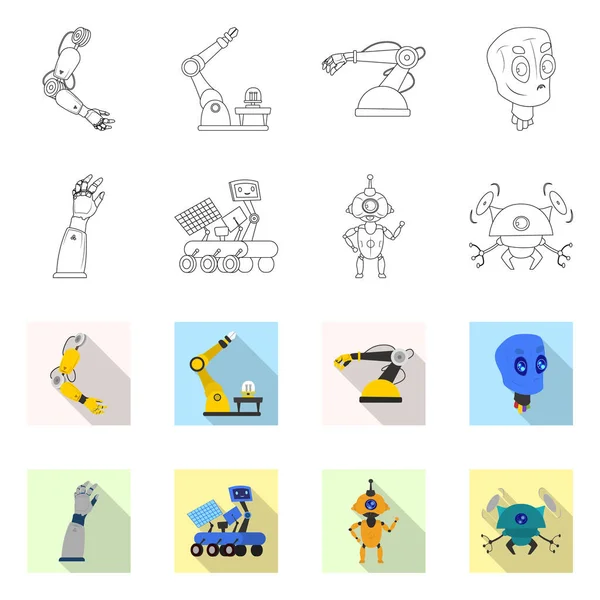 Vektor-Design von Roboter und Fabrik-Logo. Roboter- und Weltraumvektorsymbole für den Vorrat. — Stockvektor