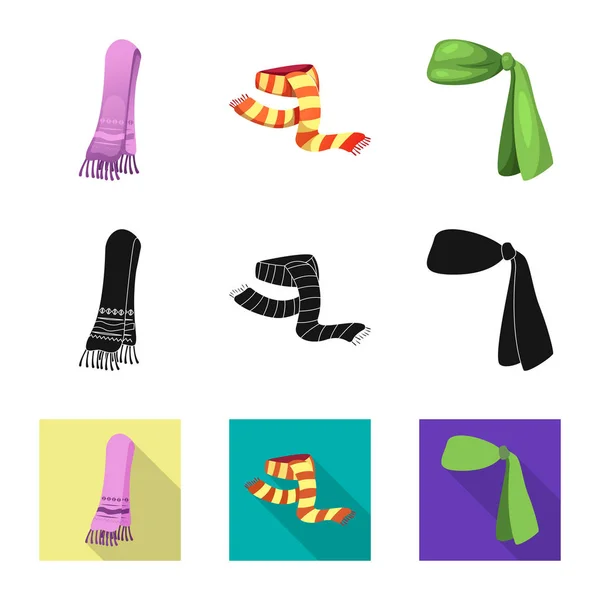 Diseño vectorial de bufanda y mantón. Colección de bufanda y accesorio símbolo de stock para la web . — Vector de stock