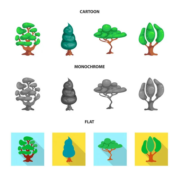 树和自然标志的向量例证。网树和皇冠股票符号的收集. — 图库矢量图片