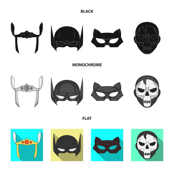 Vector ontwerp van held en masker teken. Collectie van held en superheld voorraad vectorillustratie. — Stockvector