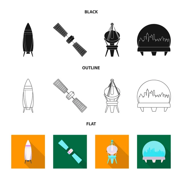 Illustrazione vettoriale di marte e simbolo spaziale. Set di marte e pianeta icona vettoriale per magazzino . — Vettoriale Stock