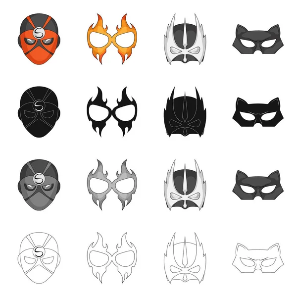 Isolerade objekt av hjälte och mask symbol. Samling av hjälte och superhjälte aktiesymbol för webben. — Stock vektor