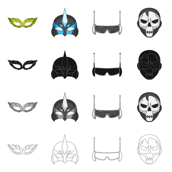 Diseño vectorial del signo héroe y máscara. Colección de héroe y superhéroe símbolo de stock para la web . — Vector de stock