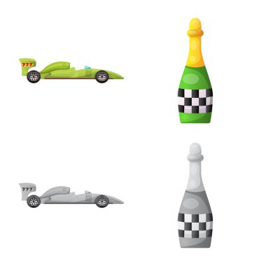 Araba ve ralli logo vektör tasarımı. Araba ve yarış hisse senedi simgesi web için kümesi.