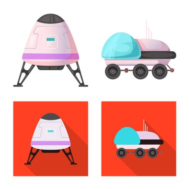 Mars'ın tasarım vektör ve işareti alanı. Mars ve gezegen vektör simgesini hissenin koleksiyonu.