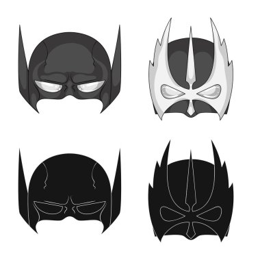 Kahraman ve maske simge vektör tasarımı. Kahraman ve süper kahraman hisse senedi simgesi için web topluluğu.