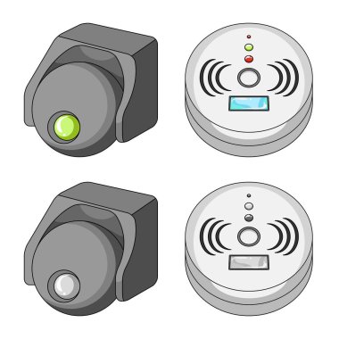 Cctv ve kamera simgesinin vektör tasarımı. Cctv ve sistem stok vektör çizim topluluğu.