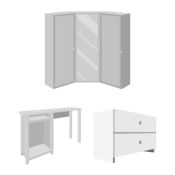 Меблі для спальні монохромні значки в наборі для дизайну. Сучасні дерев'яні меблі ізометричний векторний символ стокова веб-ілюстрація . — стоковий вектор