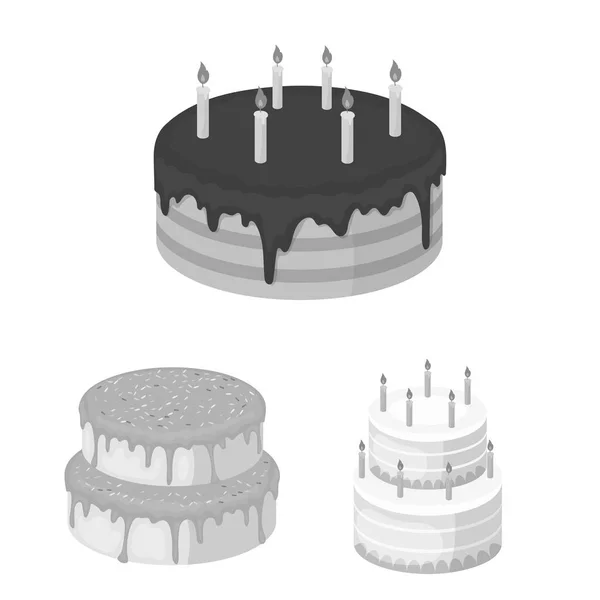 Pasta ve tatlı tek renkli simgeler set koleksiyonu tasarım için. Tatil kek vektör simge stok web çizim. — Stok Vektör
