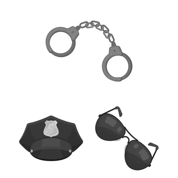 Polizei, abteilung monochrome symbole in set sammlung für design. detektiv und zubehör vektor symbol stock web illustration. — Stockvektor