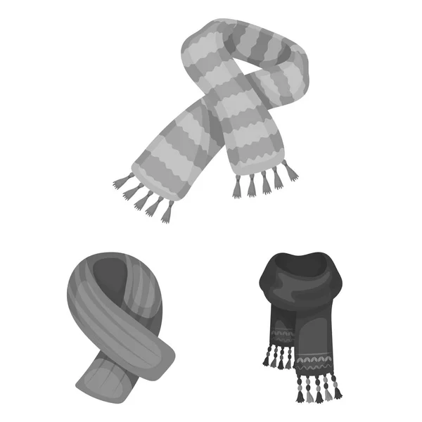 Монохромные шарфы и шали в коллекции для дизайна "Одежда и аксессуары" . — стоковый вектор