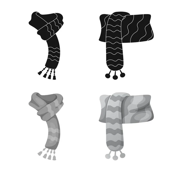 Conception vectorielle de l'écharpe et le symbole châle. Ensemble d'illustration vectorielle de papier écharpe et accessoire . — Image vectorielle