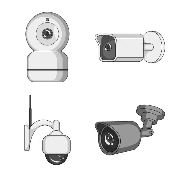 Geïsoleerde object van cctv en camera teken. Aantal cctv en systeem aandelensymbool voor web. — Stockvector