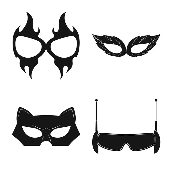 Diseño vectorial de héroe y máscara símbolo. Conjunto de héroe y superhéroe icono de vector para la acción . — Vector de stock