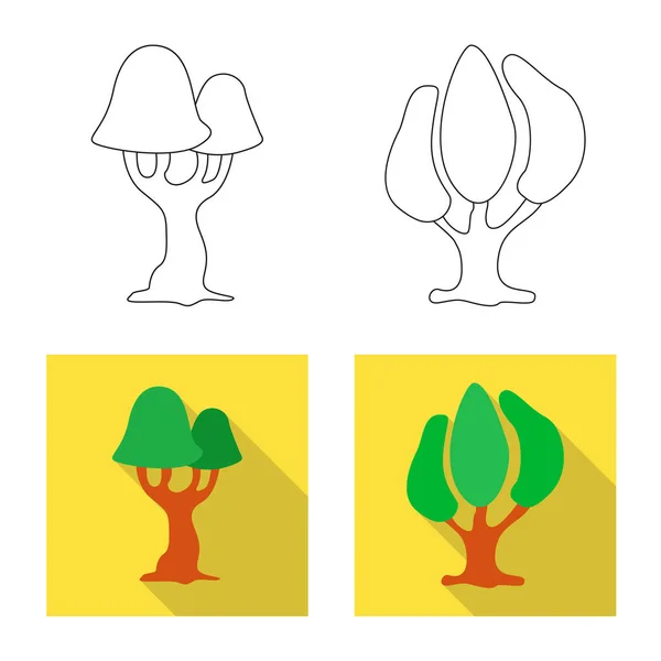 Vektorové ilustrace ikony strom a příroda. Sada strom a korunu burzovní symbol pro web. — Stockový vektor
