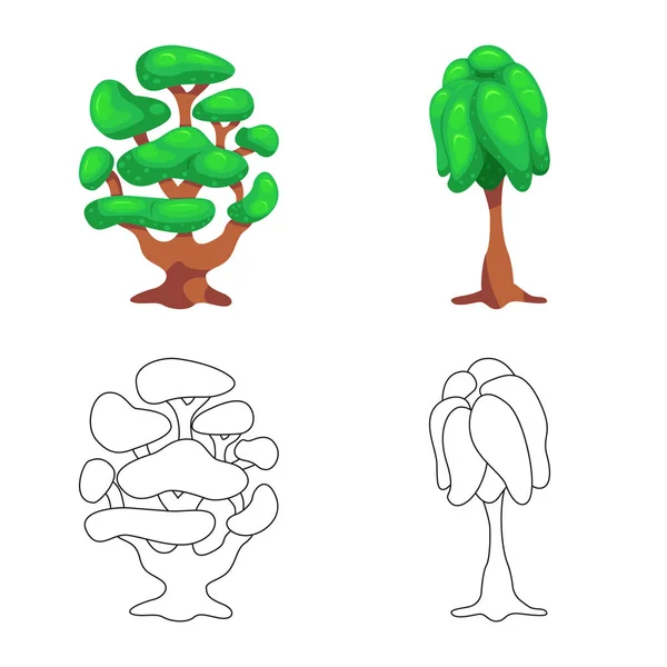 Elkülönített objektum fa és a természet logó. A fa és a korona vektor ikon készlet készlet. — Stock Vector
