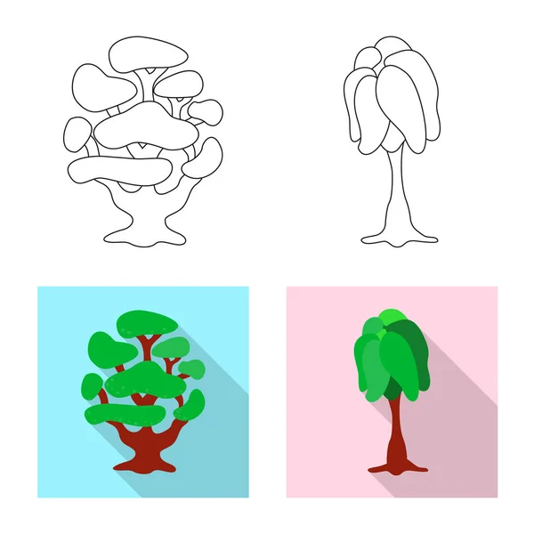 Vector design of tree and nature icon. Set of tree and crown vector icon for stock. — Stock Vector