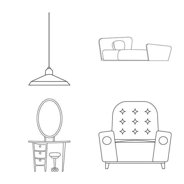 Ilustración vectorial de muebles y símbolo del apartamento. Colección de muebles y el icono del vector del hogar para la acción . — Vector de stock