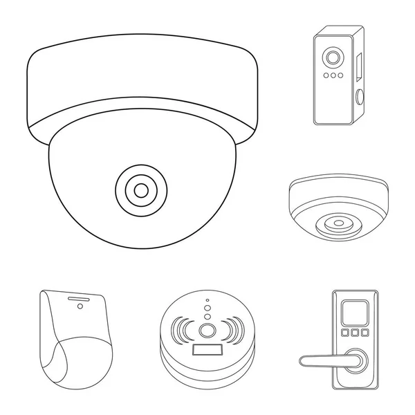 Illustrazione vettoriale di cctv e icona della fotocamera. Set di icone vettoriali cctv e di sistema per magazzino . — Vettoriale Stock