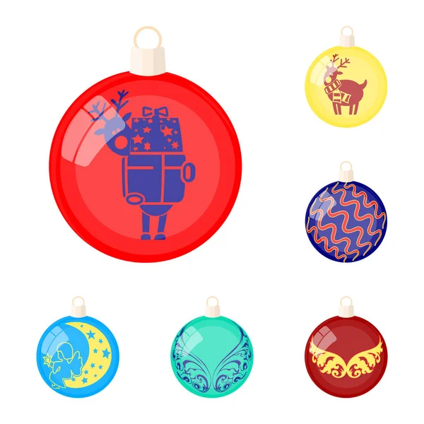 Bollar för dekoration tecknad ikoner i set insamling för design. Christmas bollar vektor symbol lager web illustration. — Stock vektor