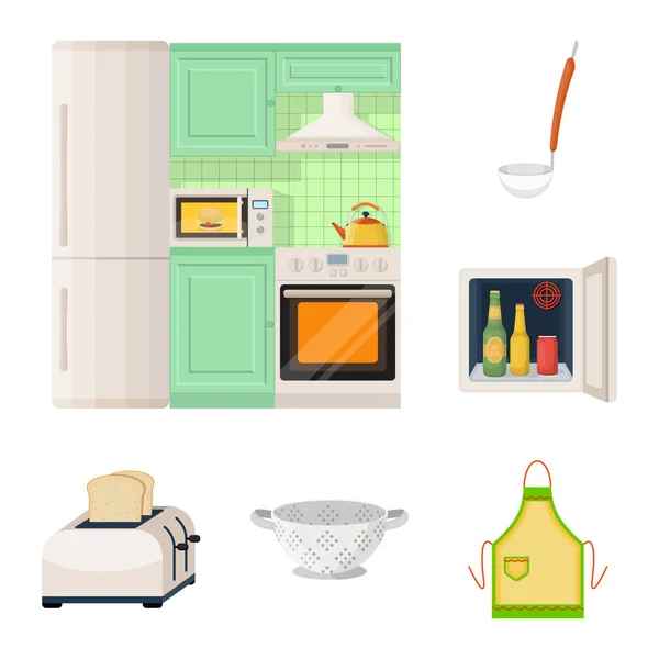 Attrezzatura da cucina icone dei cartoni animati nella collezione di set per il design. Cucina e accessori vettoriale simbolo stock web illustrazione . — Vettoriale Stock