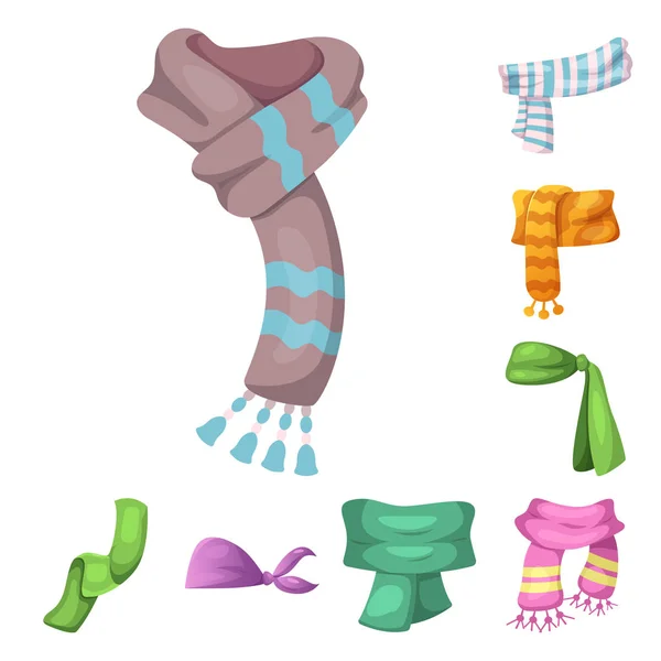 Illustrazione vettoriale del logo sciarpa e scialle. Set di sciarpa e accessorio stock symbol per web . — Vettoriale Stock