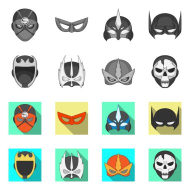 Kahraman ve maske sembolü yalıtılmış nesne. Kahraman topluluğu ve hisse senedi için süper kahraman vektör simgesi.