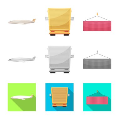 Eşya ve kargo işareti vektör tasarımı. Ürünler ve hisse senedi için ambar vektör simge koleksiyonu.