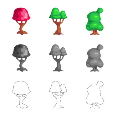 Ağaç ve doğa simge vektör tasarımı. Hisse senedi için ağaç ve taç vektör simge kümesi.