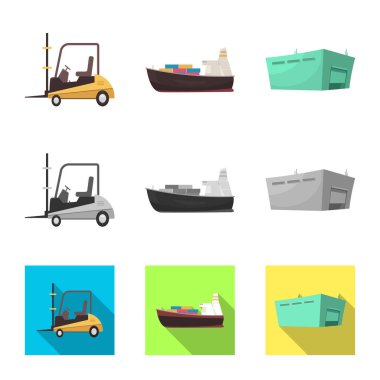 Yalıtılmış nesne mal ve kargo sembolü. Ürünler ve hisse senedi için ambar vektör simge kümesi.