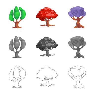 Ağaç ve doğa işareti vektör Illustration. Ağaç ve taç hisse senedi simgesi için web topluluğu.