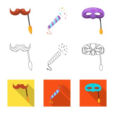 Parti ve Doğum günü simge vektör tasarımı. Hisse senedi için kutlama ve parti vektör simge kümesi.