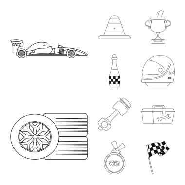 Araba ve ralli simge vektör Illustration. Araba ve yarış vektör simgesini hissenin topluluğu.