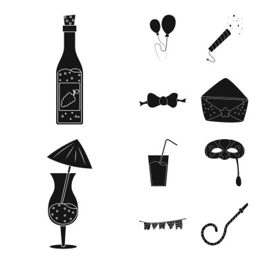 Parti ve Doğum günü logo vektör Illustration. Web için kutlama ve parti hisse senedi simgesi kümesi.