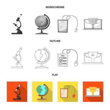 Eğitim ve öğrenme simge vektör tasarımı. Eğitim ve okul vektör simgesini hissenin koleksiyonu.