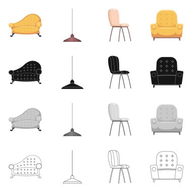 Mobilya ve daire işareti vektör tasarımı. Mobilya ve ev hisse senedi simgesi web için set.