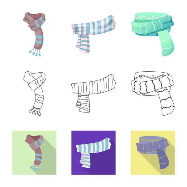 Векторная иллюстрация логотипа шарфа и платка. Коллекция векторной иконки шарфа и аксессуаров для склада . — стоковый вектор