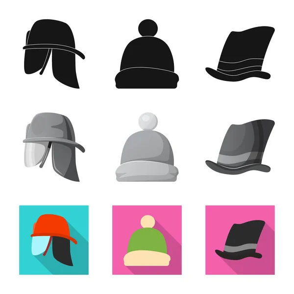 Diseño vectorial de la cabeza y el logotipo de la tapa. Conjunto de casco y accesorio icono de vector para stock . — Vector de stock