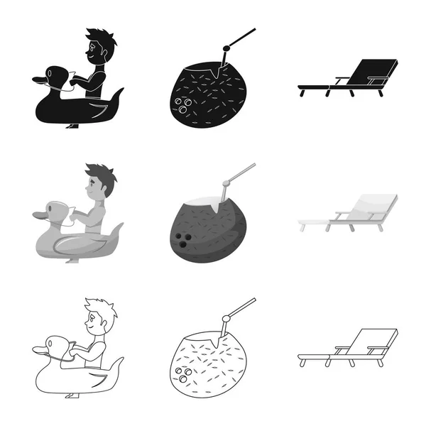 Objeto aislado de piscina y logo de natación. Colección de ilustración de vector de stock de piscina y actividad . — Vector de stock