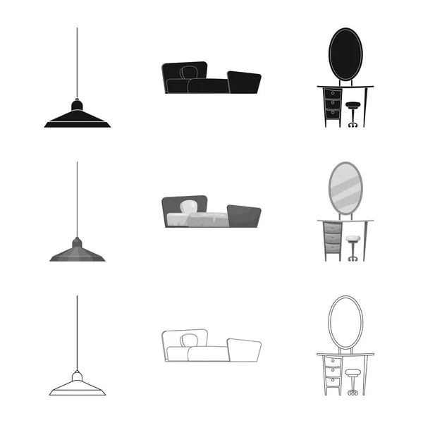 Objeto aislado de muebles y símbolo del apartamento. Conjunto de muebles y el hogar vector de la ilustración . — Vector de stock