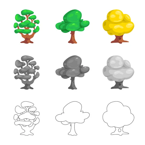 Izolovaný objekt ikony strom a příroda. Sbírka strom a korunu burzovní symbol pro web. — Stockový vektor