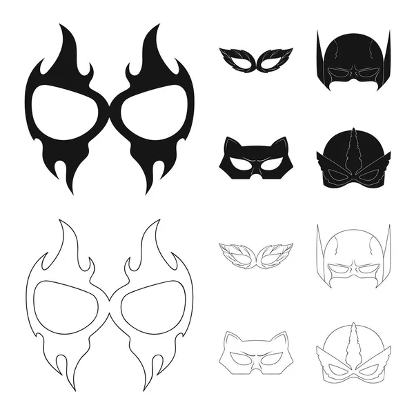 Diseño vectorial del icono de héroe y máscara. Conjunto de héroe y superhéroe símbolo de acciones para la web . — Archivo Imágenes Vectoriales