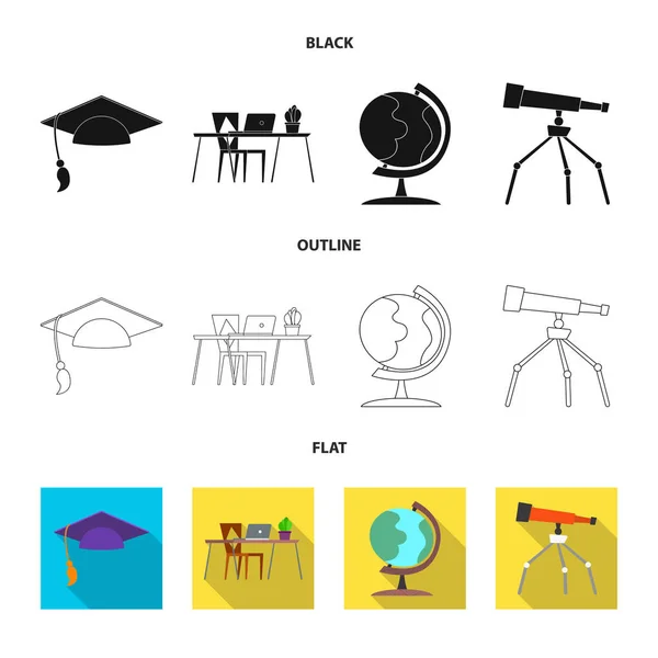 Vector ontwerp van onderwijs en leren pictogram. Collectie van onderwijs en school aandelensymbool voor web. — Stockvector