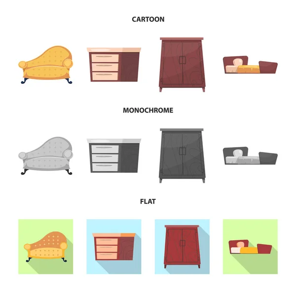 Vector ontwerpen van meubels en appartement logo. Set van meubels en home aandelensymbool voor web. — Stockvector