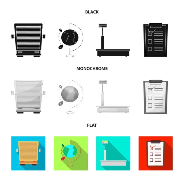 Векторная иллюстрация товара и символа груза. Коллекция товаров и складского запаса символа для сети . — стоковый вектор